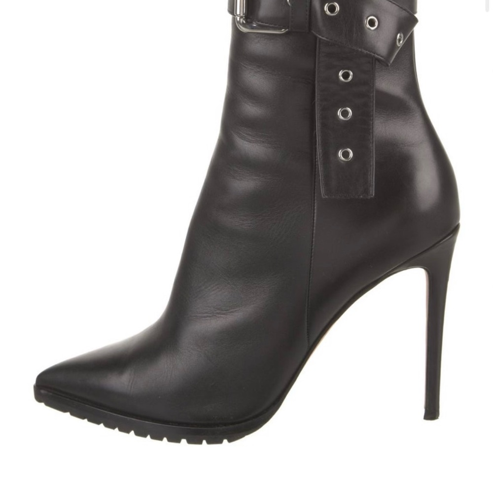 Black Leather Women's High Heel Boots